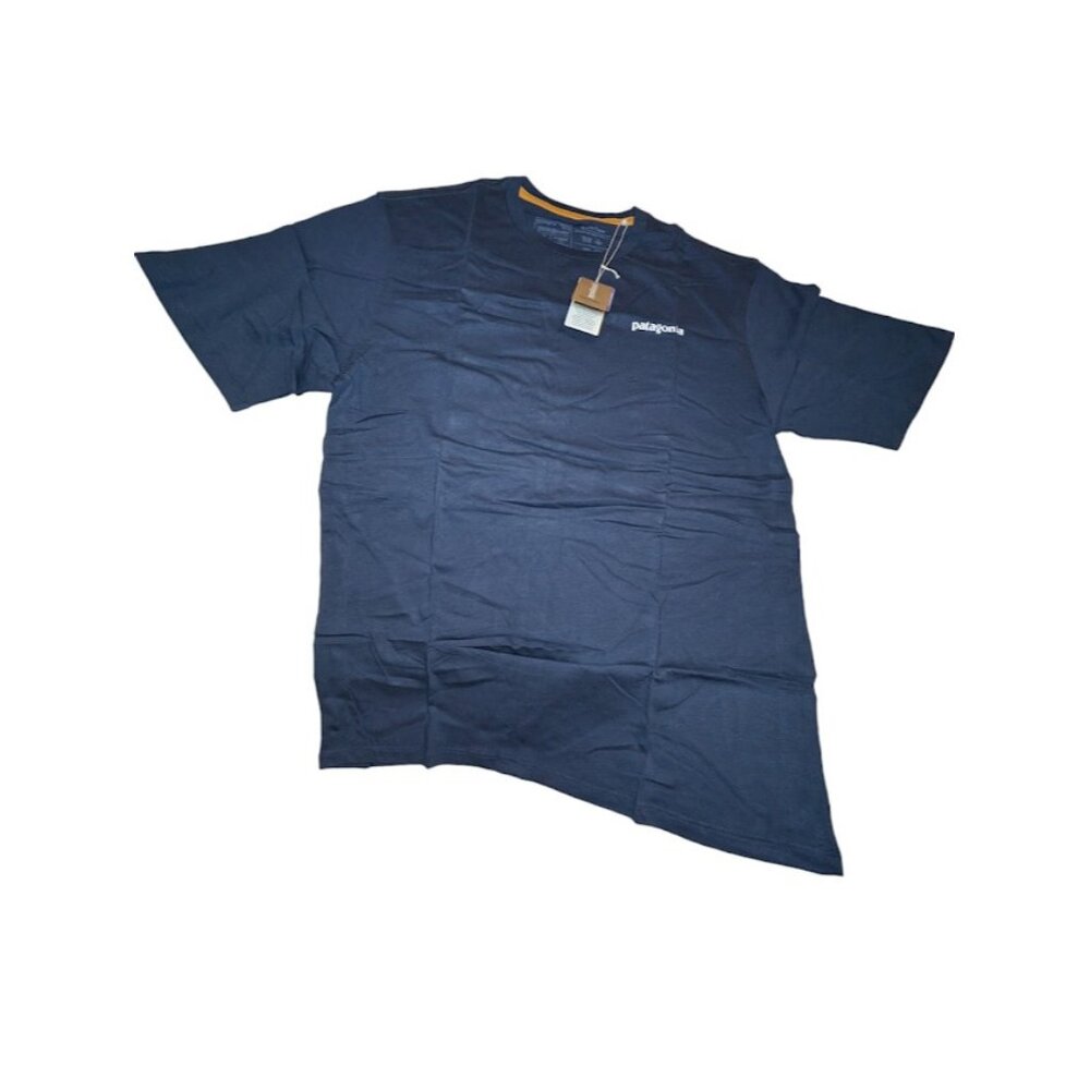 Patagonia Men's Small Dark Tidepool Blue P-6 Mission Organic Cotton T-Shirt New